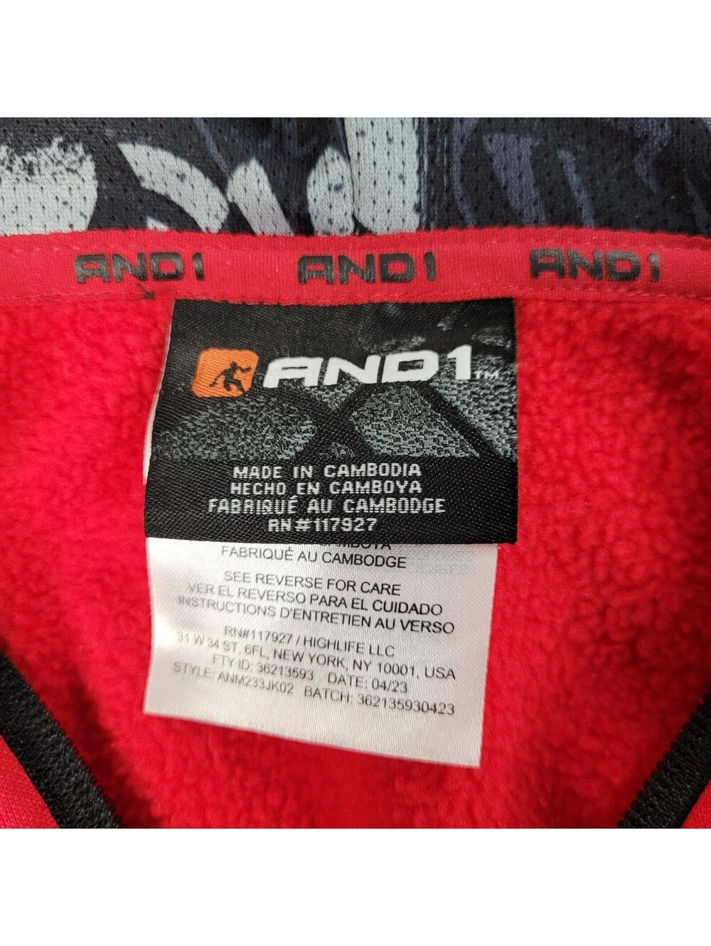 And1 San Francisco 49ers Jacket Red Zippered Fleece Lined Hooded Size Large - Picture 3 of 9